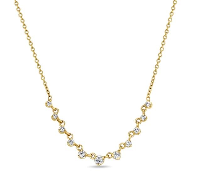 Gold Necklace with Graduated Diamonds - Peridot Fine Jewelry - Zoe Chicco