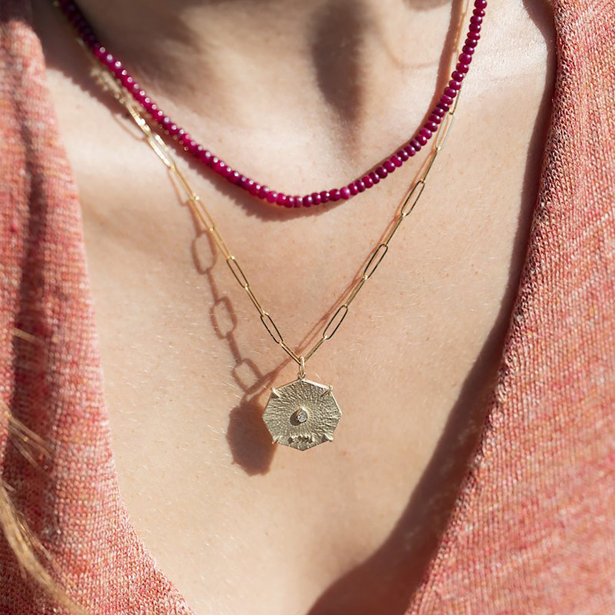 Zahava Gold Octagon &quot;Seek&quot; Pendant with Diamond