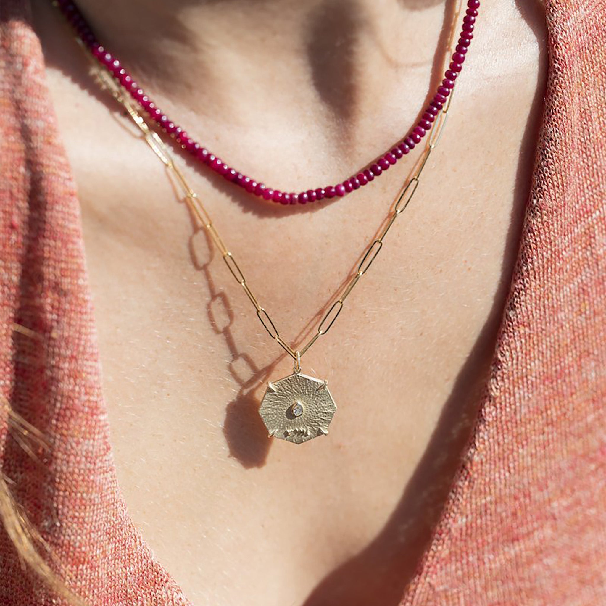 Zahava Gold Octagon &quot;Seek&quot; Pendant with Diamond
