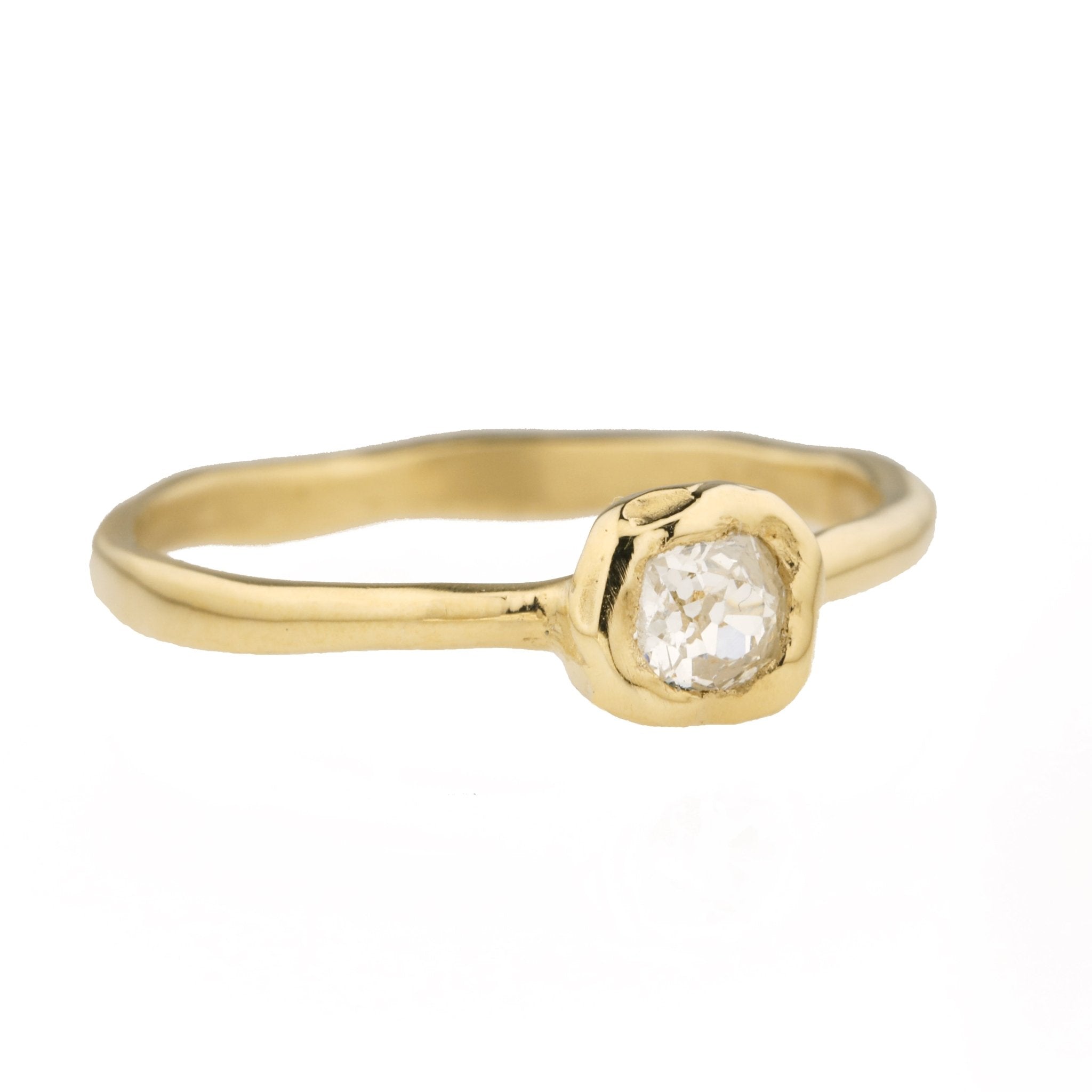 Johanna Brierley Gold Organic Bezel-Set Mine-Cut Diamond Ring