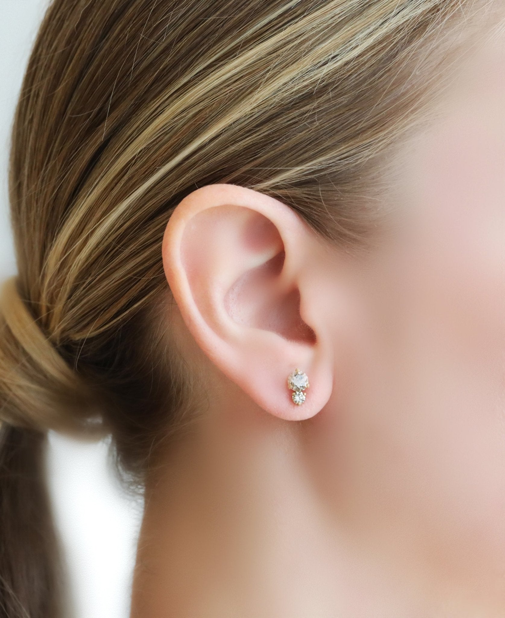 TAP by Todd Pownell Gold Prong-Set Champagne Double Diamond Studs