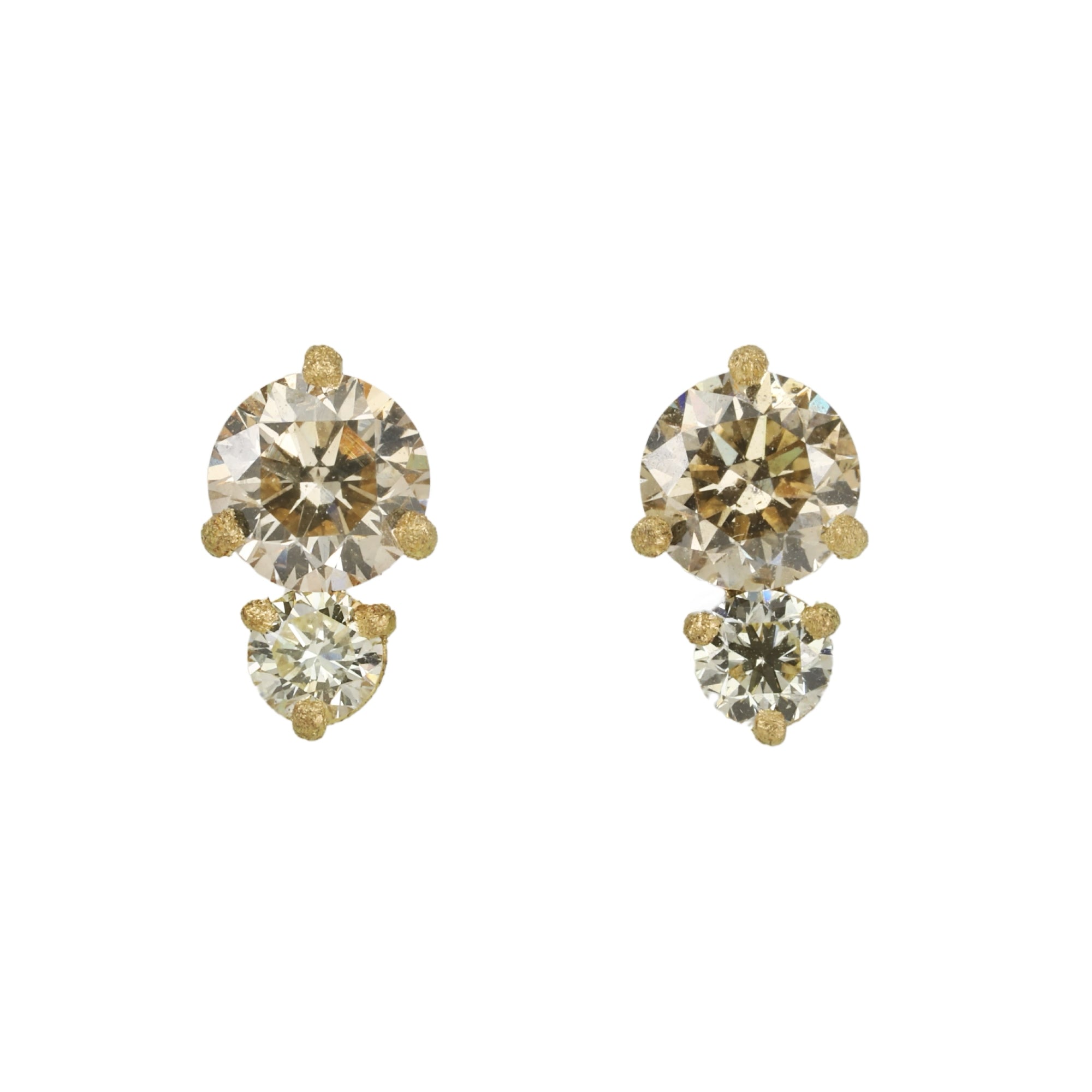 TAP by Todd Pownell Gold Prong-Set Champagne Double Diamond Studs
