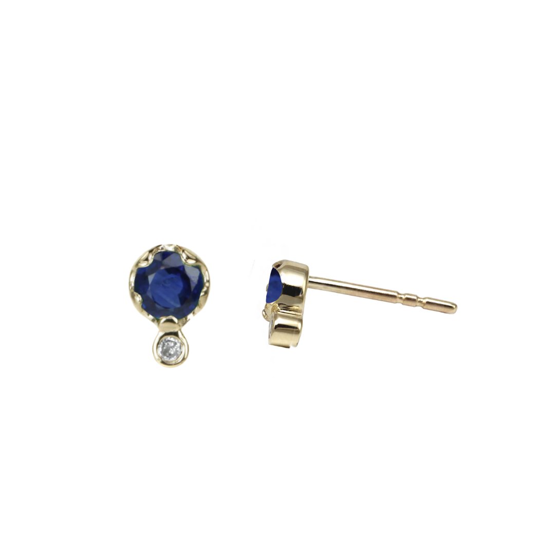 Zahava Gold Sapphire &amp; Diamond Stud Earrings