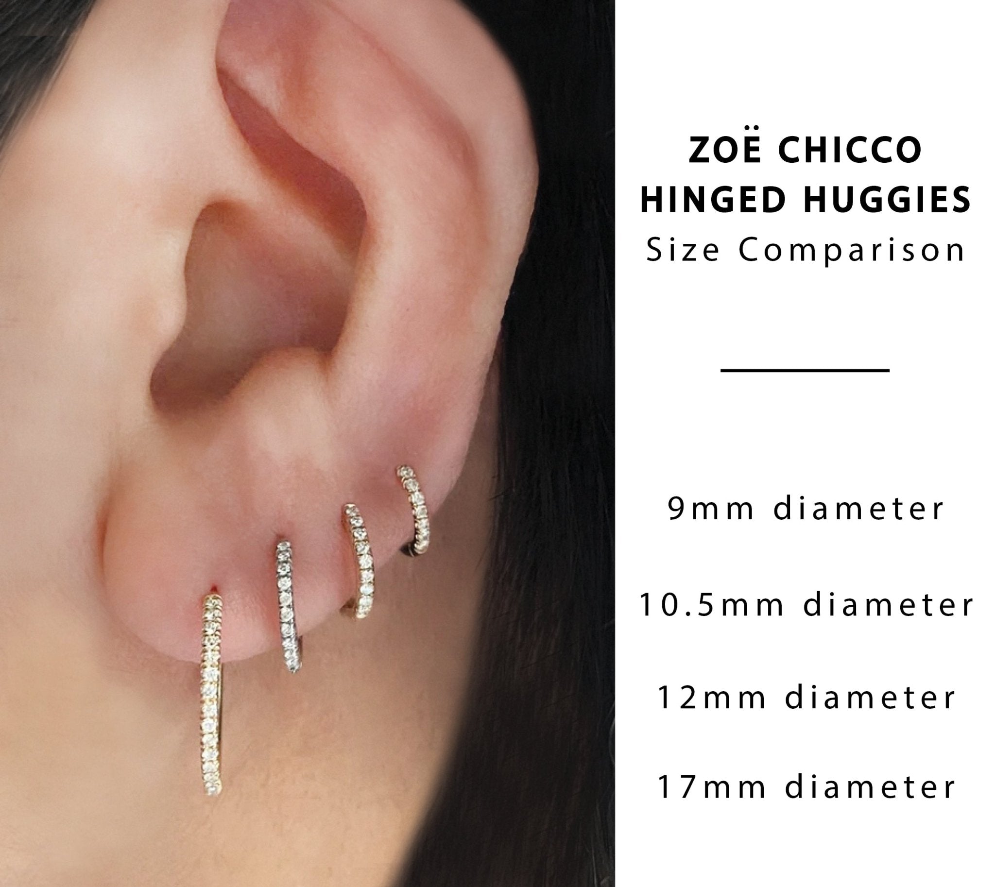 Zoe Chicco Gold Small Hinged Pave Diamond Hoop Earrings