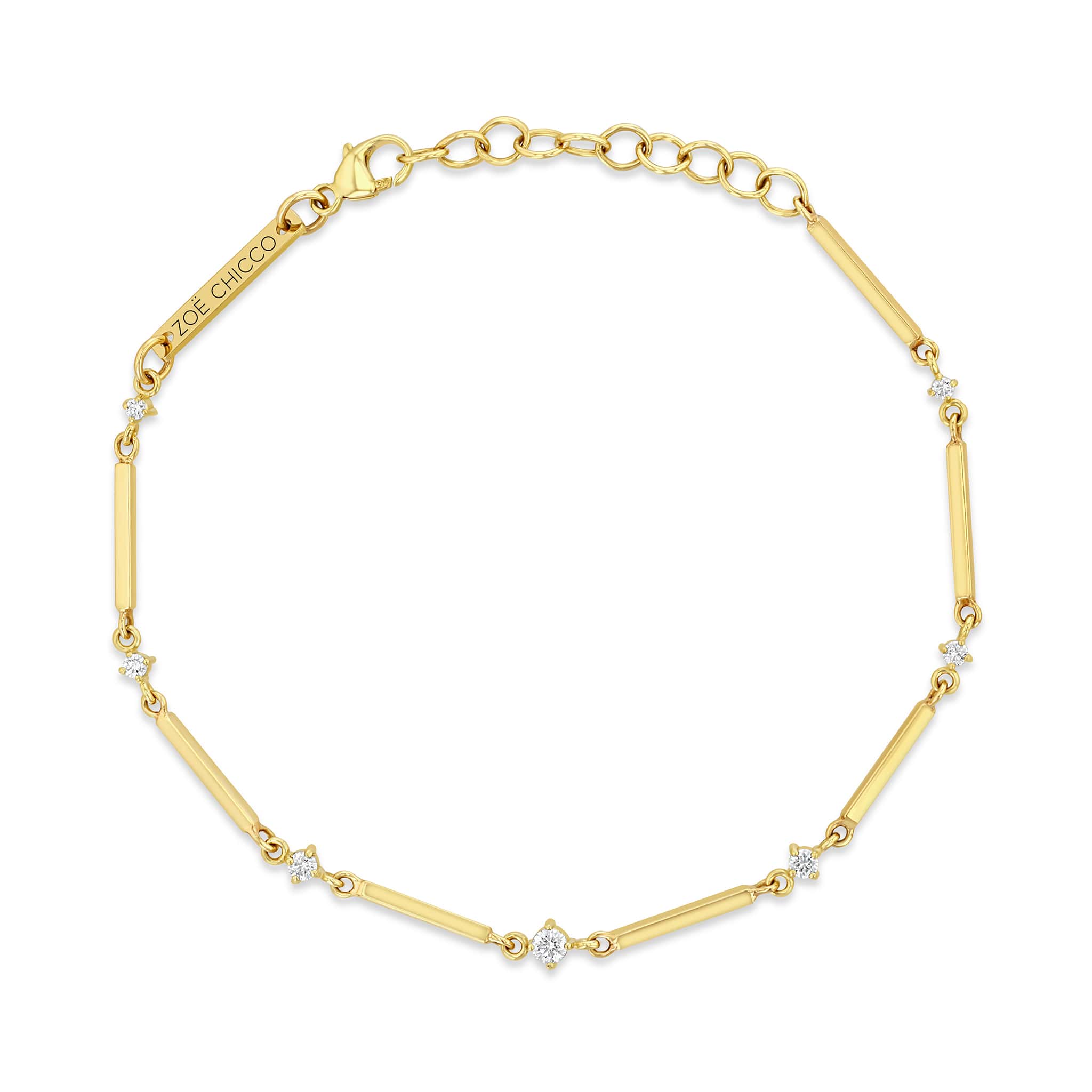Gold Square Bar Bracelet with Graduated Diamonds - Peridot Fine Jewelry - Zoe Chicco