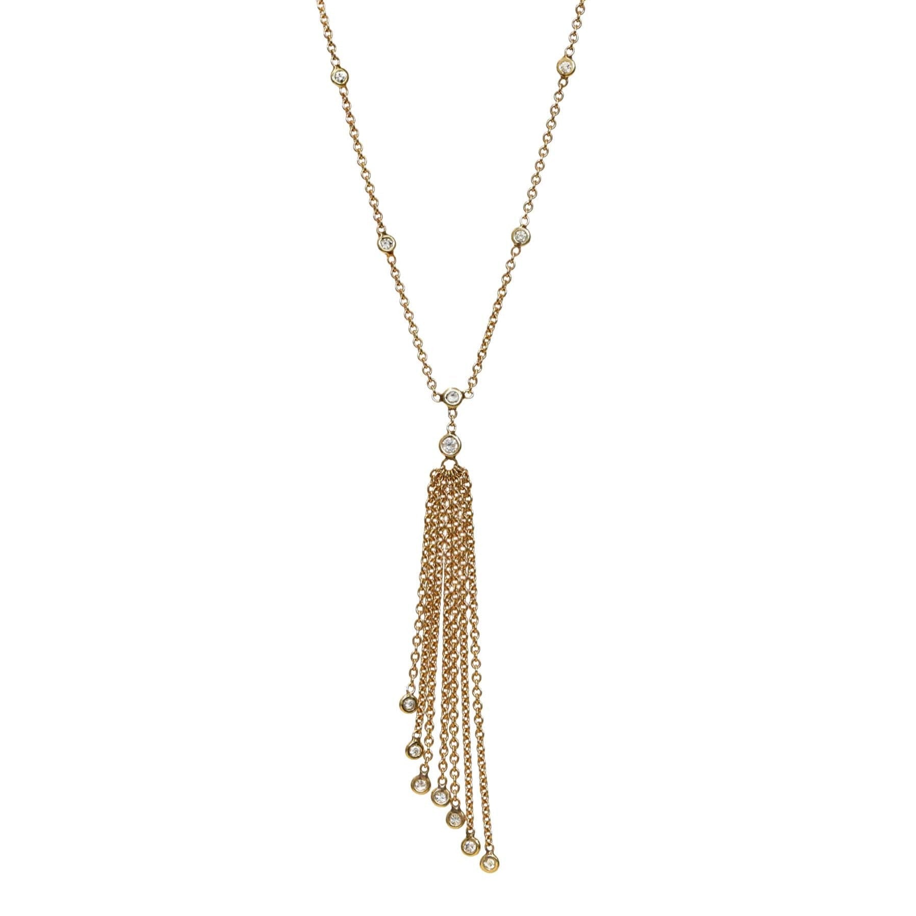 Jacquie Aiche Gold Tassel Chain Necklace with Diamond Details