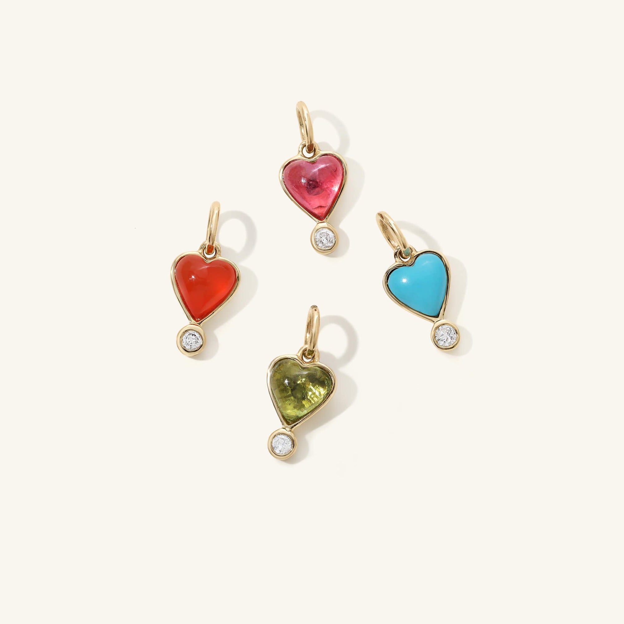 Gold Turquoise &quot;Byrdie&quot; Heart Pendant with Diamond Detail