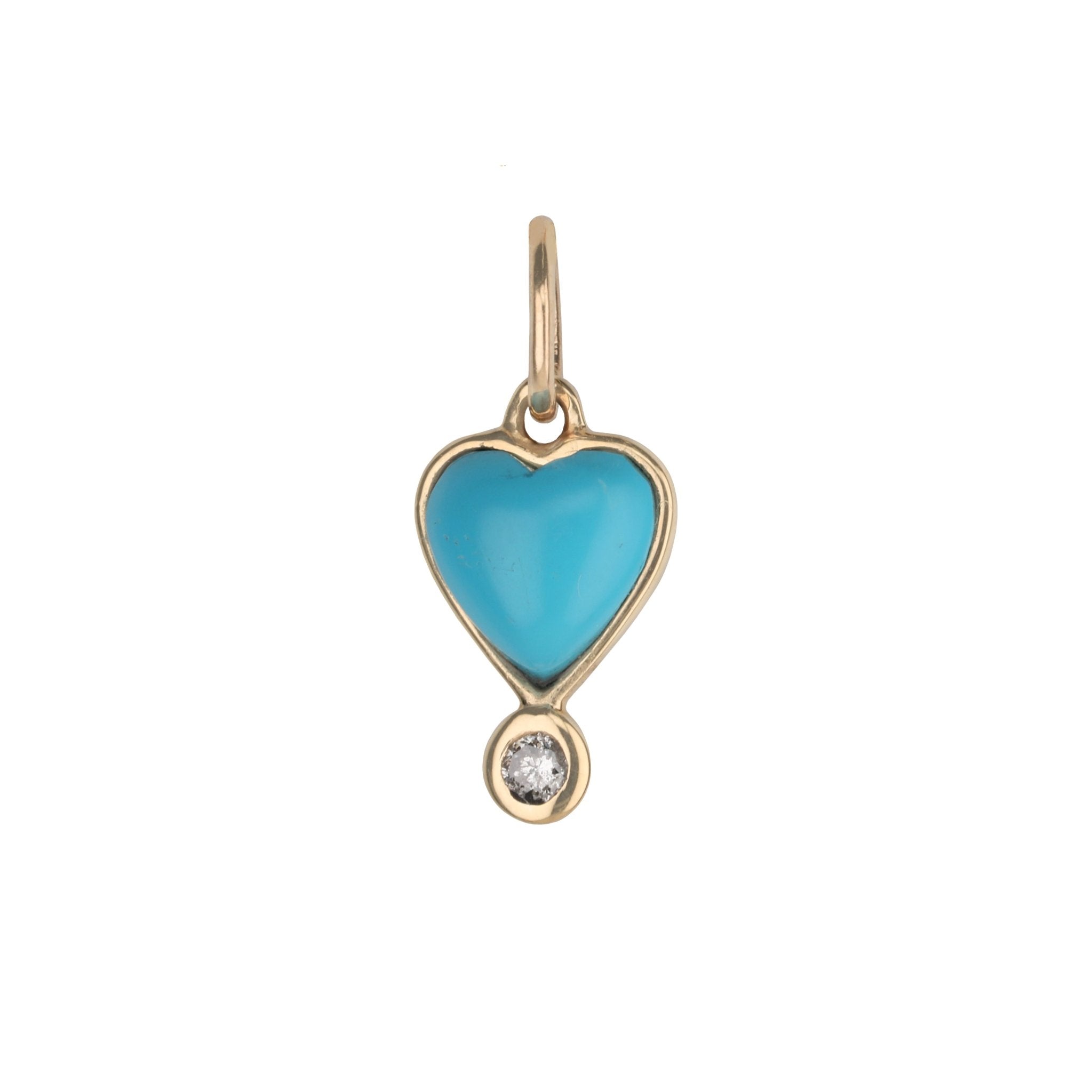 Gold Turquoise &quot;Byrdie&quot; Heart Pendant with Diamond Detail