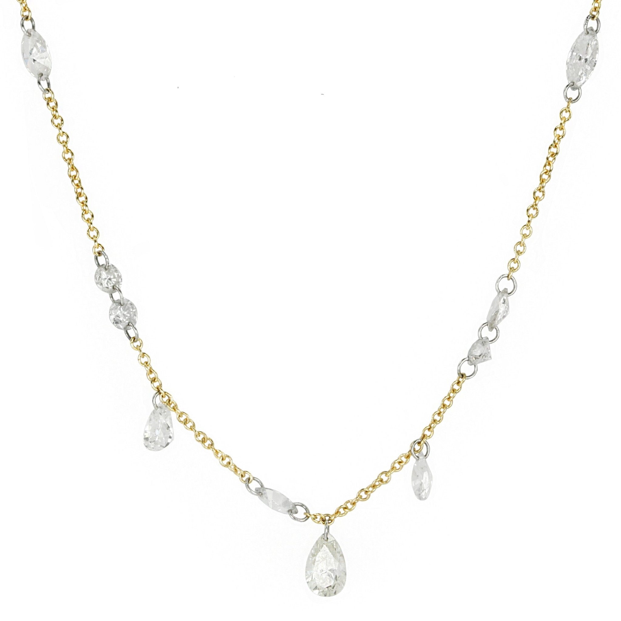 Gold Two Carat Free-Set Diamond Necklace