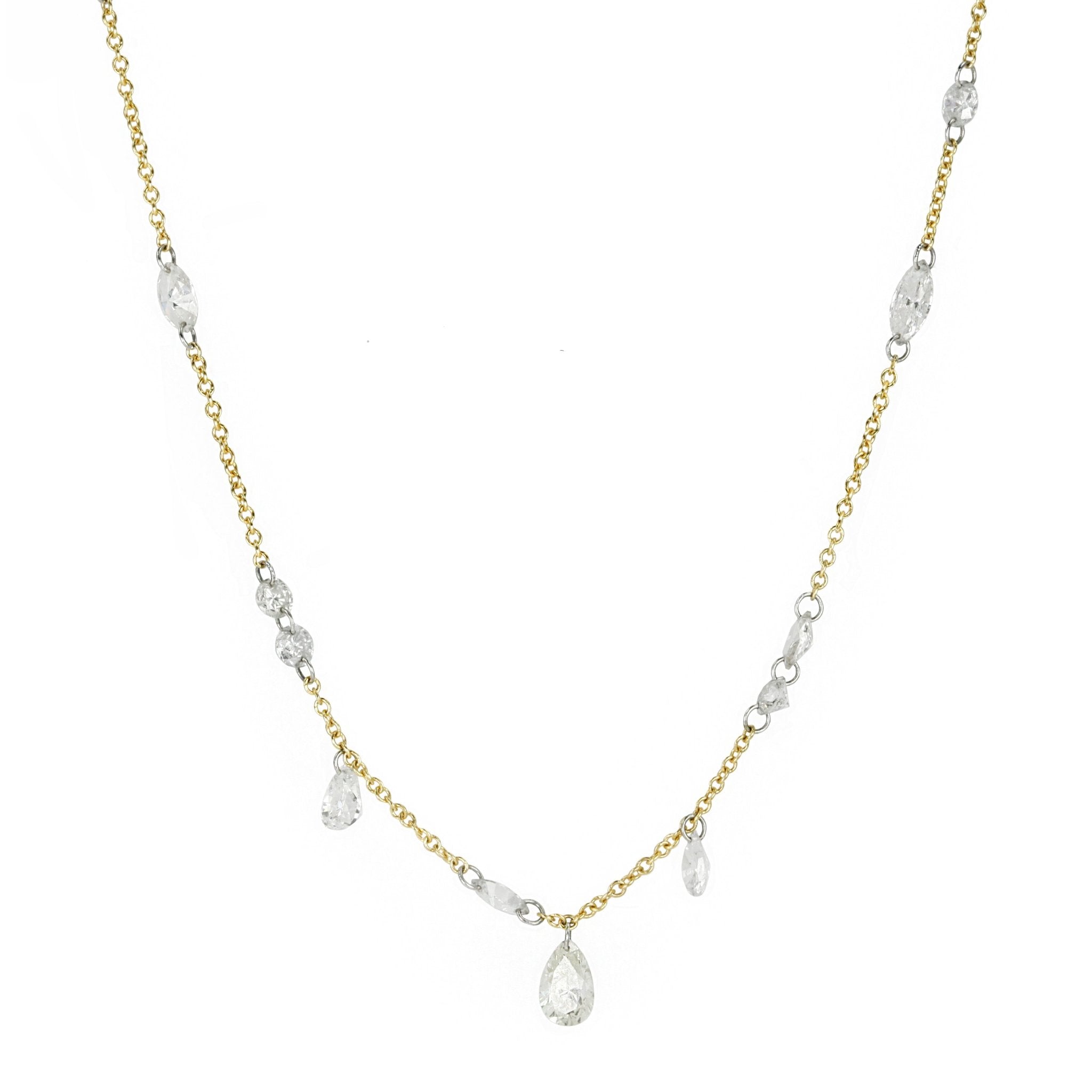 Gold Two Carat Free-Set Diamond Necklace