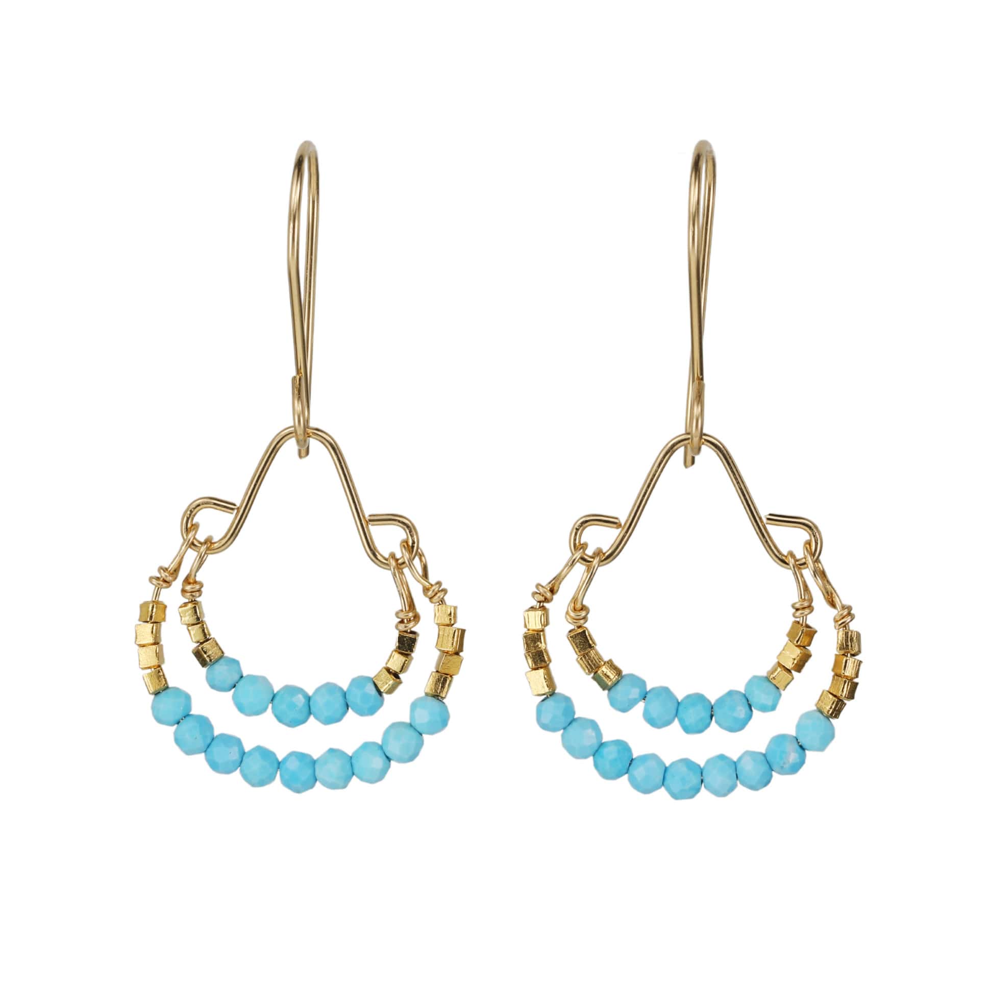 Debbie Fisher Gold Vermeil and Turquoise Double Hoop Earrings