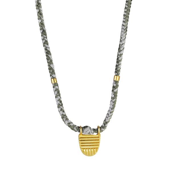 The Brave Collection Gold Vermeil &quot;Buddhist Flag&quot; Necklace on Moon Cotton Cord