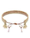 Gold Vermeil Chain and Multicolor "Safari" Silk Woven Bracelet - Peridot Fine Jewelry - Marie Laure Chamorel