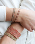 Gold Vermeil Chain and Multicolor "Safari" Silk Woven Bracelet - Peridot Fine Jewelry - Marie Laure Chamorel