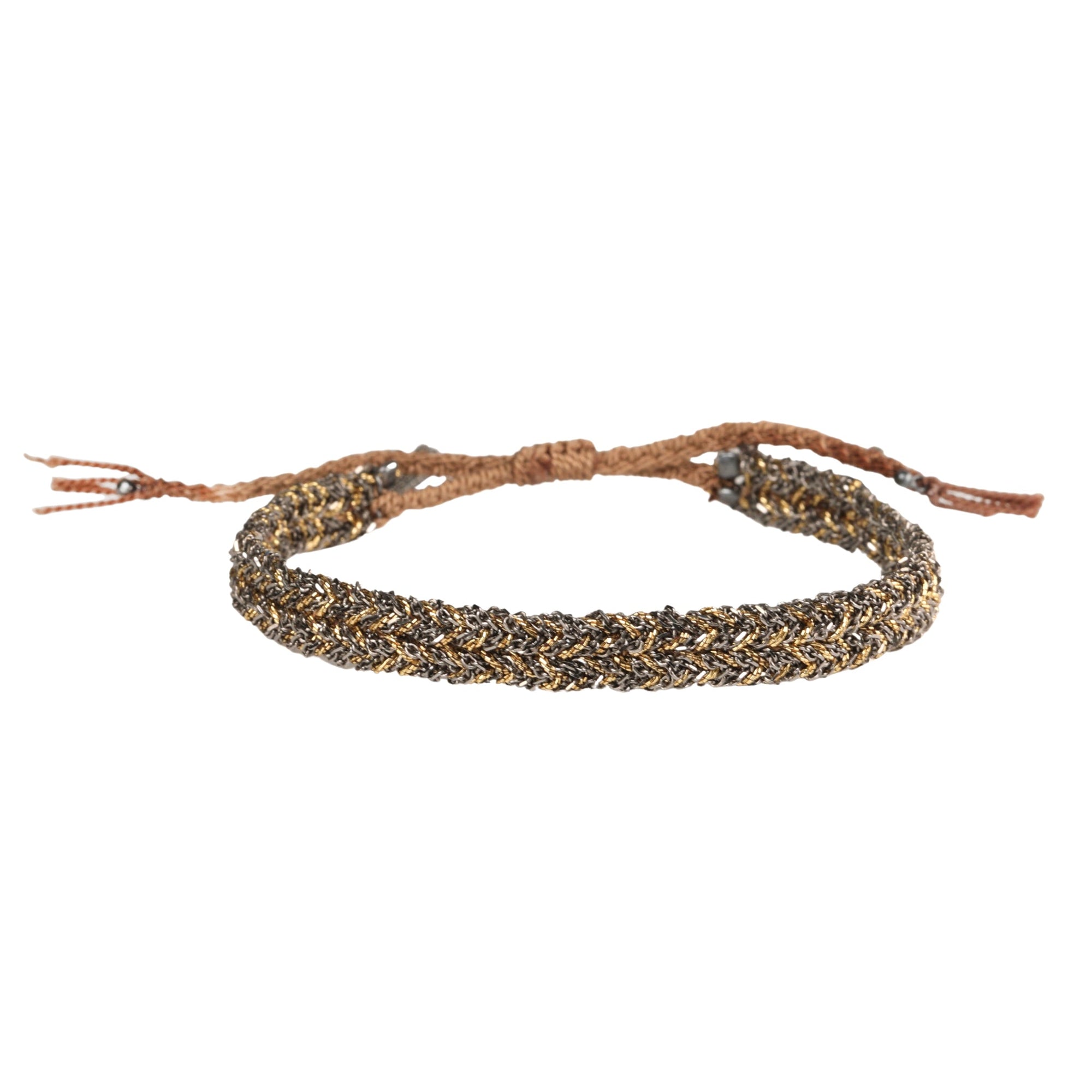 Gold Vermeil &amp; Ruthenium Woven Bracelet - Peridot Fine Jewelry - Marie Laure Chamorel