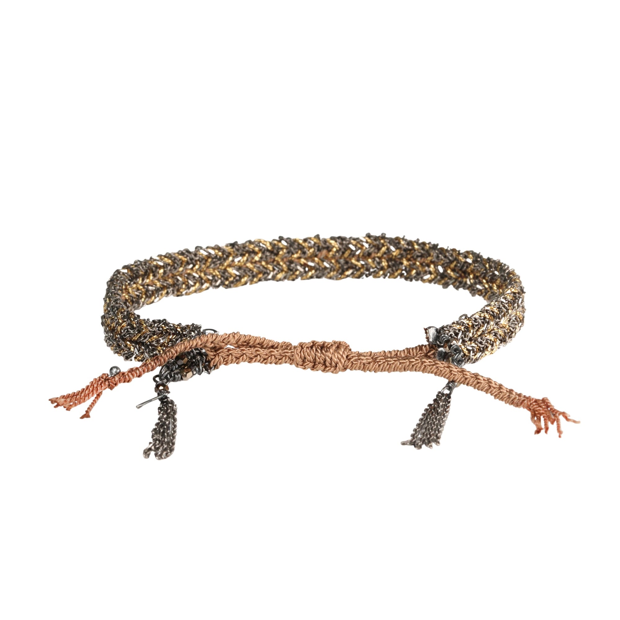 Gold Vermeil &amp; Ruthenium Woven Bracelet - Peridot Fine Jewelry - Marie Laure Chamorel