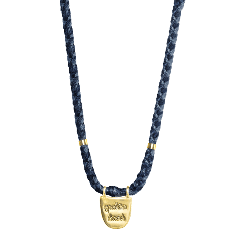The Brave Collection Gold Vermeil &quot;Without Limits&quot; Necklace on Deep Blue Cotton Cord