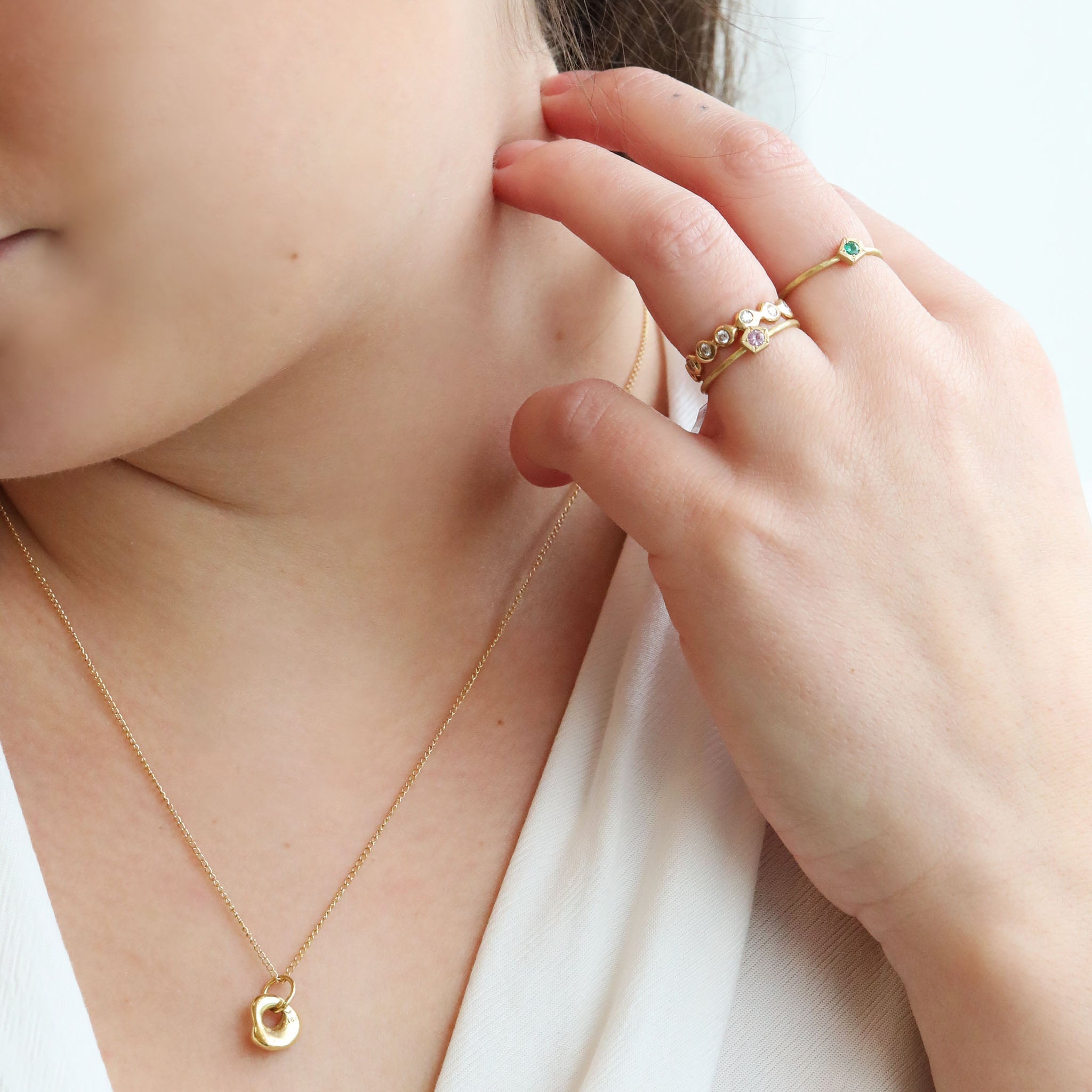 Gold &quot;Wonky&quot; Lucky Stone Charm - Peridot Fine Jewelry - Johanna Brierley