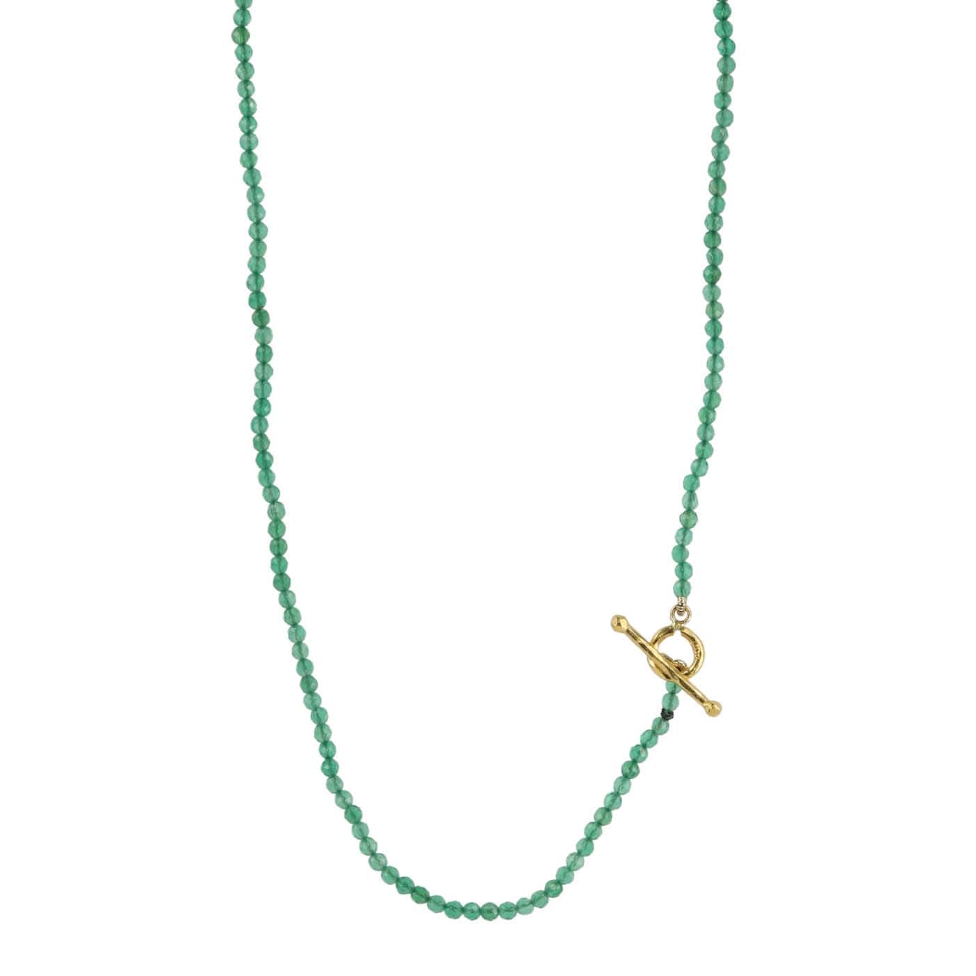 Cathy Waterman Green Onyx Beaded Necklace with 22K Gold Toggle Clasp