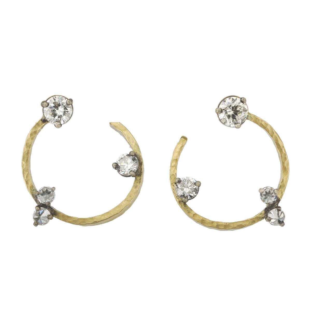 Hammered Circle Wrap Earrings with Blackened Prong-Set Diamonds - Peridot Fine Jewelry - TAP by Todd Pownell