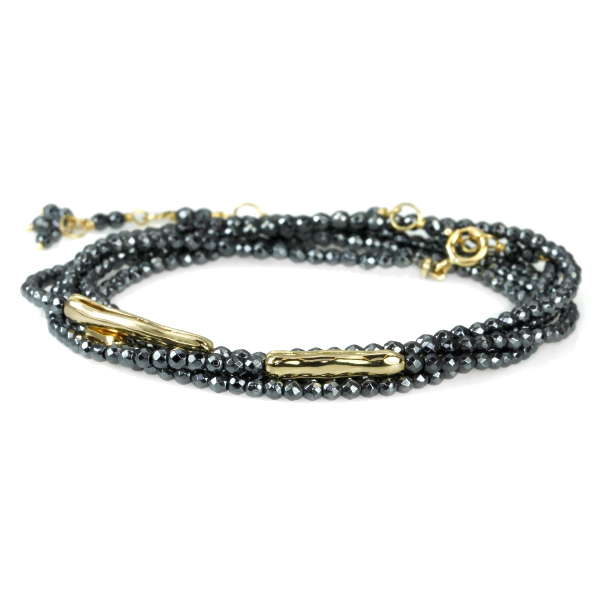 Anne Sportun Hematite Beaded Wrap Bracelet with &quot;Organic Log&quot; Beads
