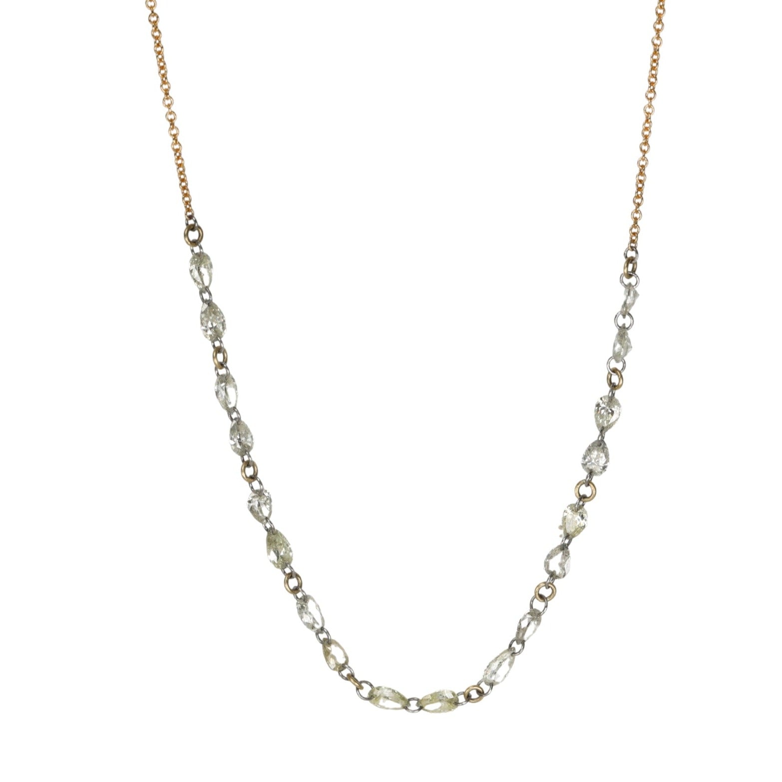 In-Line Free-Set Necklace with Mixed Pear Shaped Diamonds - Peridot Fine Jewelry - TAP by Todd Pownell