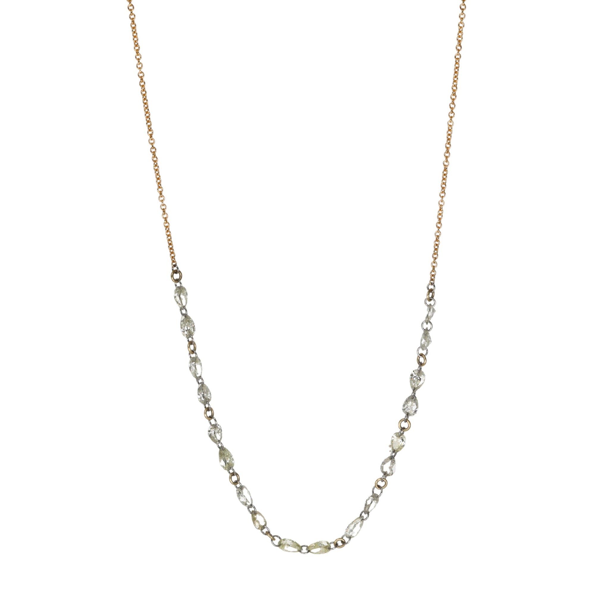 In-Line Free-Set Necklace with Mixed Pear Shaped Diamonds - Peridot Fine Jewelry - TAP by Todd Pownell