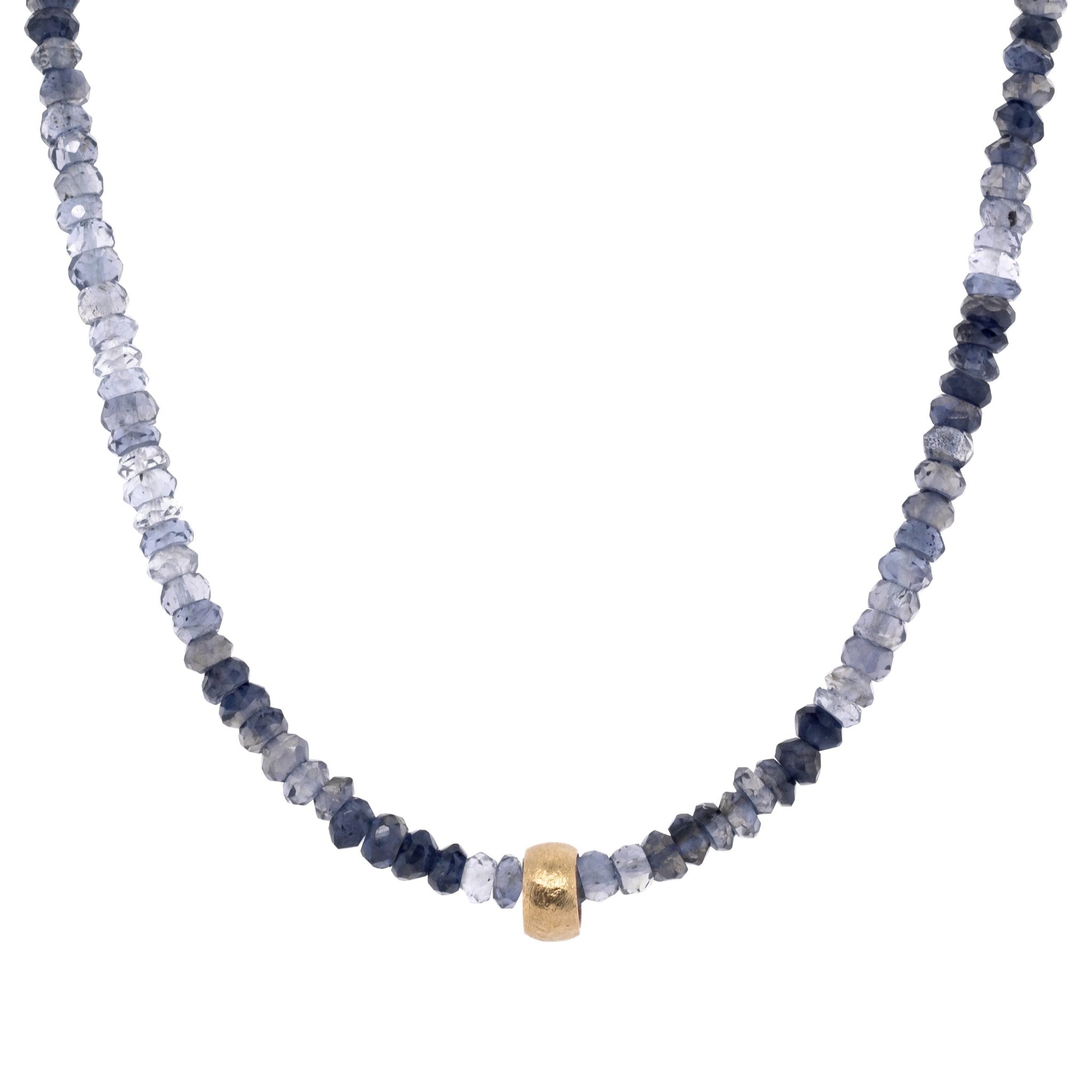 Iolite &quot;Boulder&quot; Beaded Necklace - Peridot Fine Jewelry - Anne Sportun