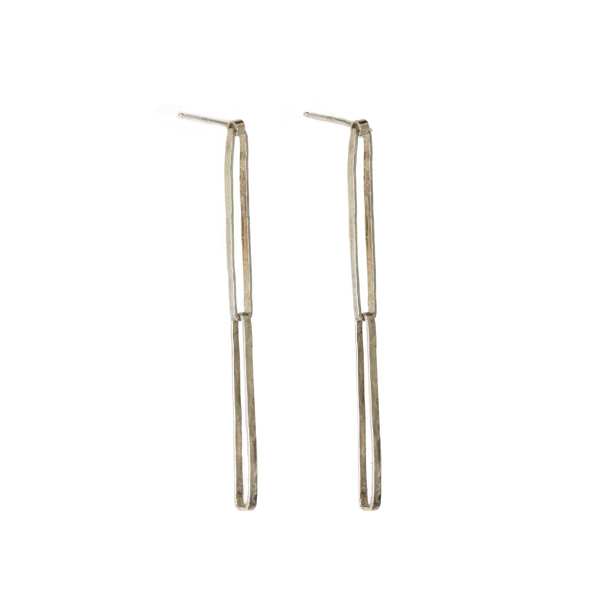 &quot;Jessie&quot; Sterling Silver Double Rectangular Link Earrings - Peridot Fine Jewelry - Sarah Macfadden