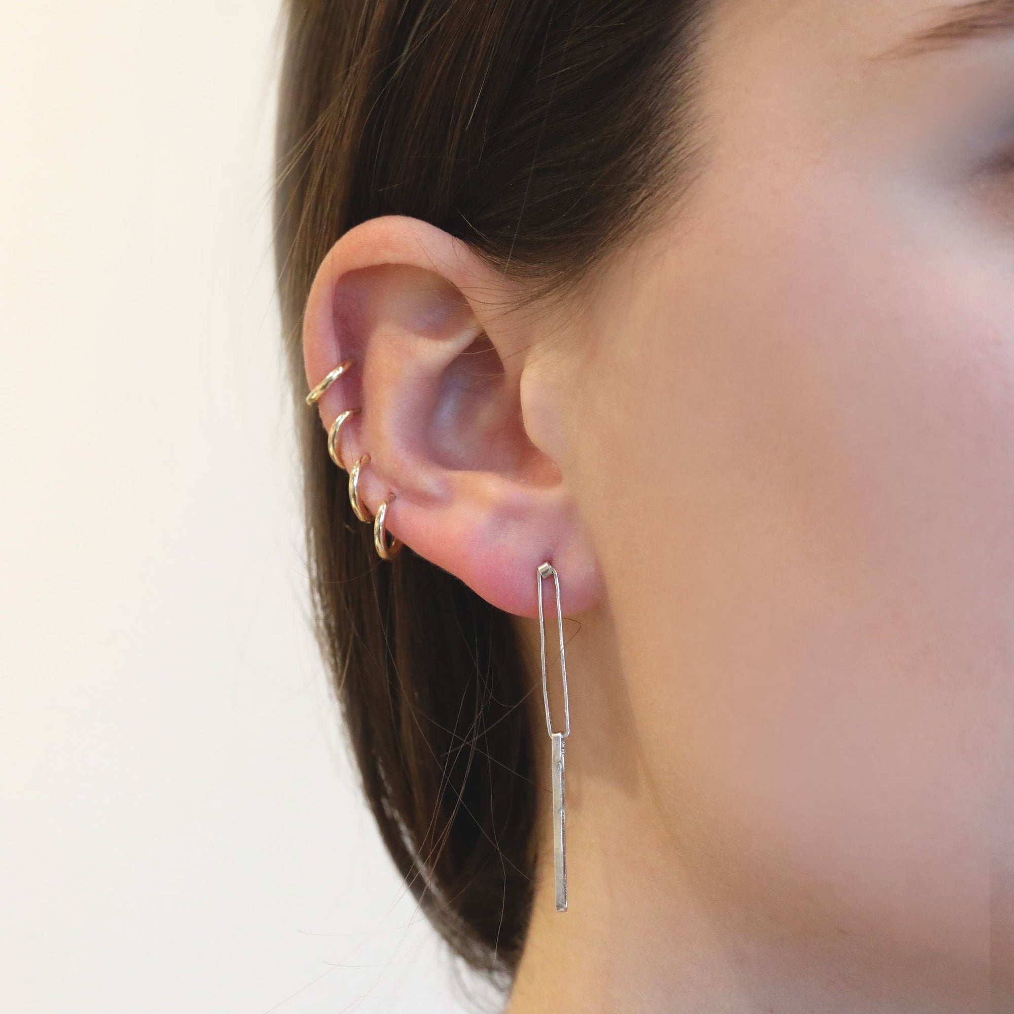 &quot;Jessie&quot; Sterling Silver Double Rectangular Link Earrings - Peridot Fine Jewelry - Sarah Macfadden