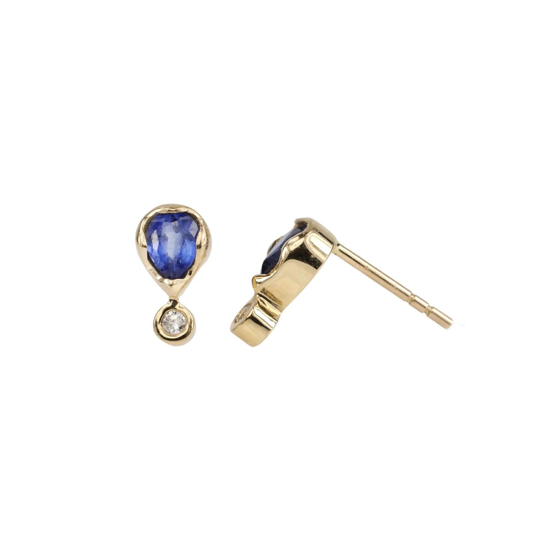 Kyanite &amp; Diamond Pear Shaped Stud Earrings - Peridot Fine Jewelry - Zahava