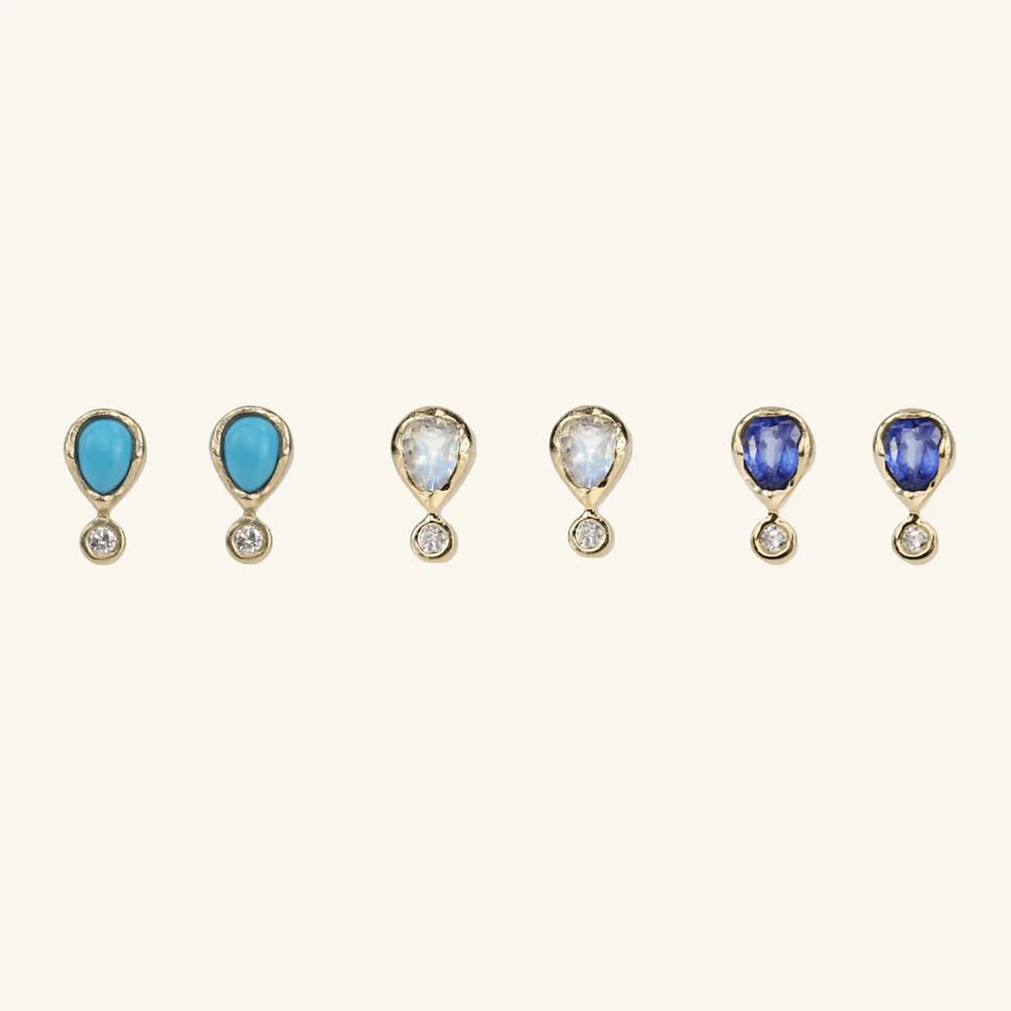 Zahava Kyanite &amp; Diamond Pear Shaped Stud Earrings