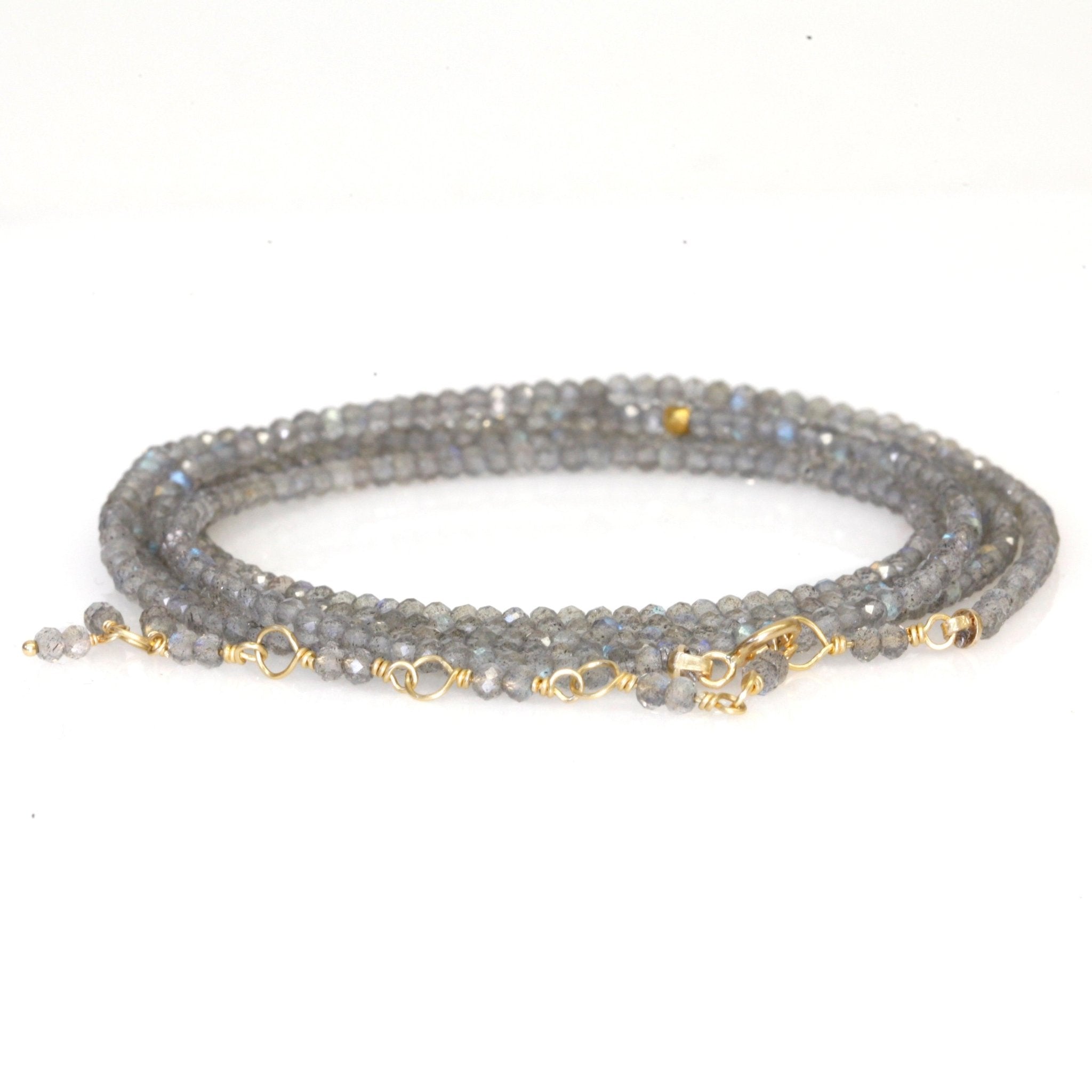 Labradorite Beaded Wrap Bracelet - Peridot Fine Jewelry - Anne Sportun