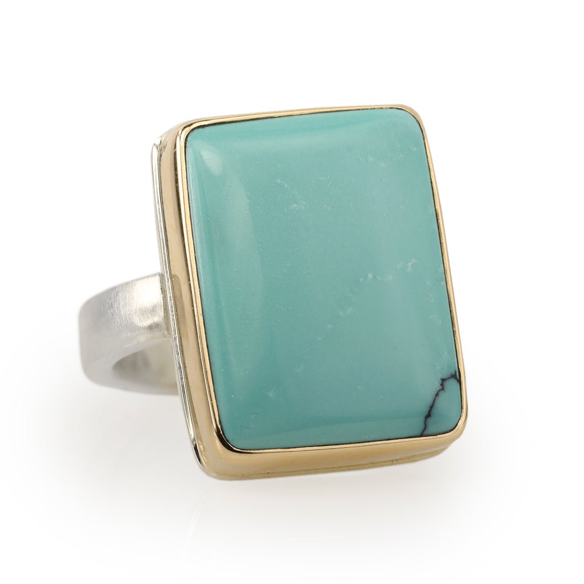 Jamie Joseph Large Smooth Rectangular Hubei Turquoise Ring