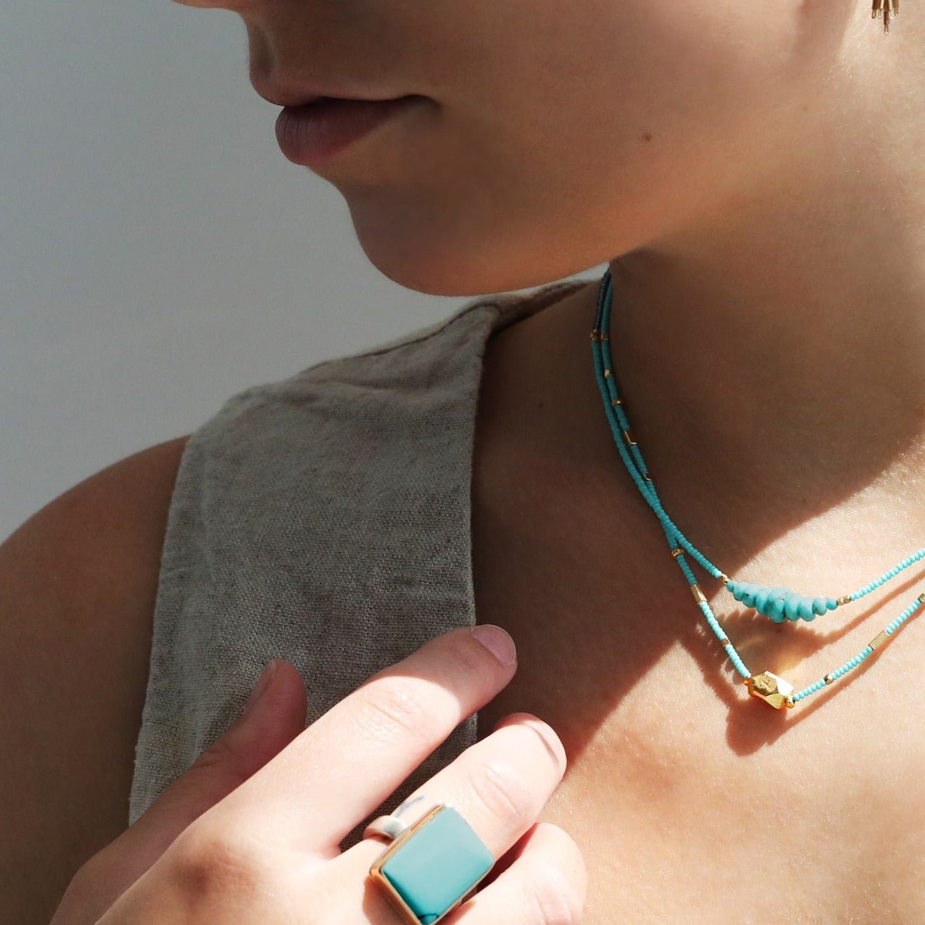 Jamie Joseph Large Smooth Rectangular Hubei Turquoise Ring