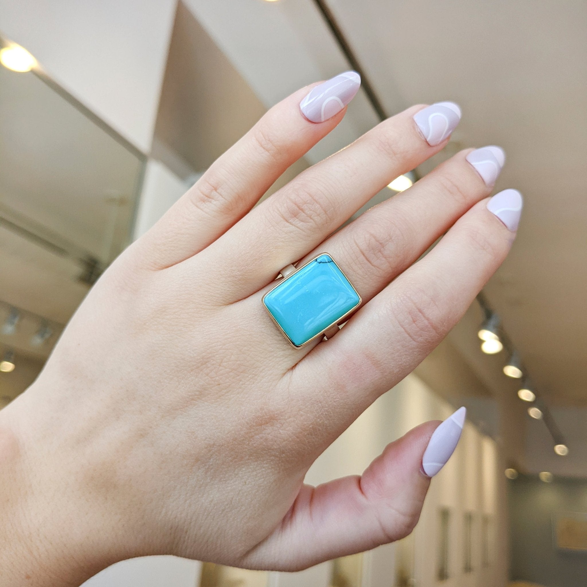 Jamie Joseph Large Smooth Rectangular Hubei Turquoise Ring