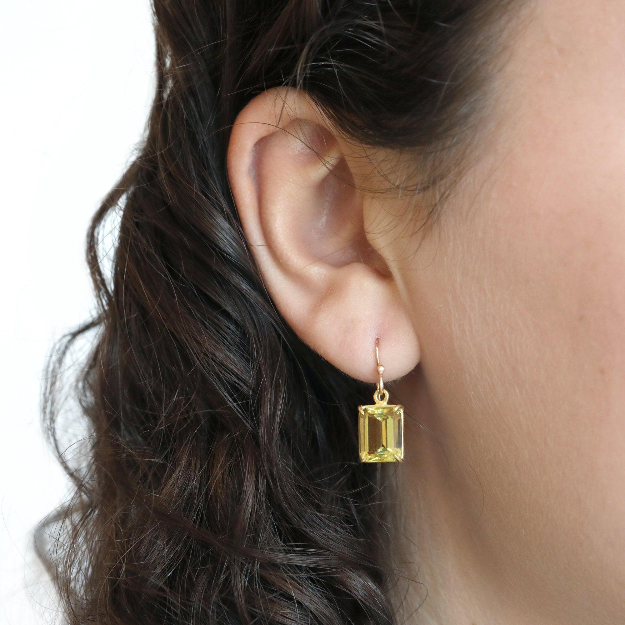Rosanne Pugliese Lemon Citrine Emerald Cut Earrings