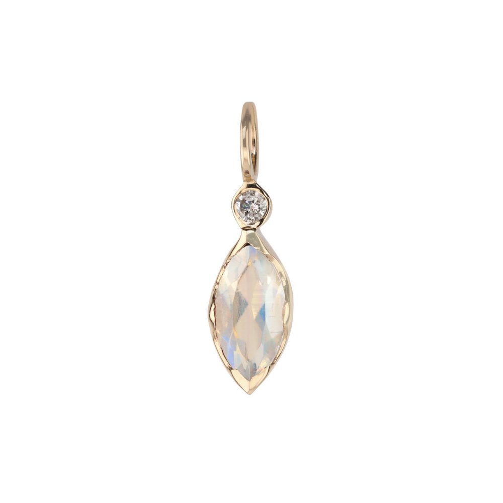 Marquise Faceted Moonstone &quot;Talisman&quot; Pendant with Diamond Detail