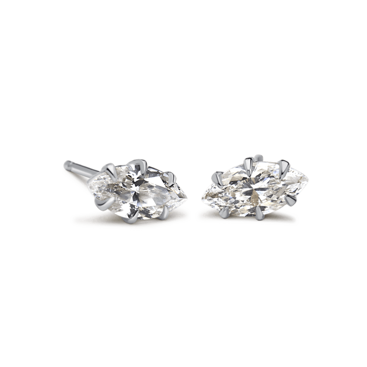 Marquise Shaped Prong - Set Diamond Stud Mount - Peridot Fine Jewelry - ILA