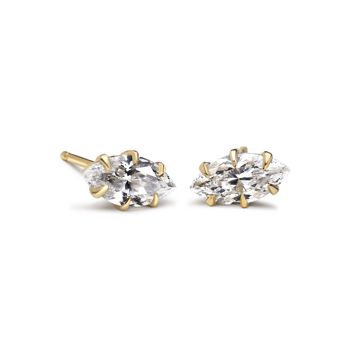 Marquise Shaped Prong - Set Diamond Stud Mount - Peridot Fine Jewelry - ILA