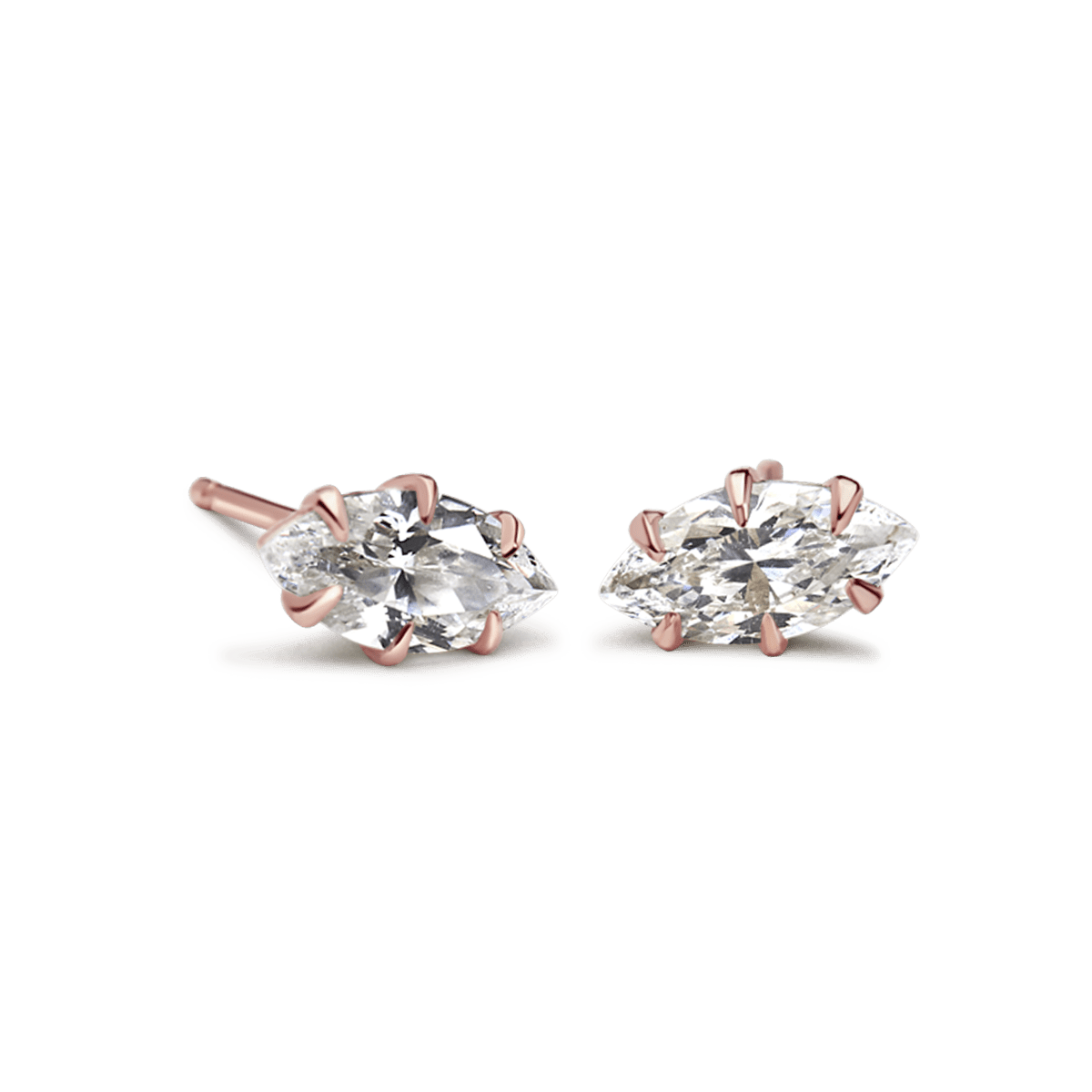 Marquise Shaped Prong - Set Diamond Stud Mount - Peridot Fine Jewelry - ILA