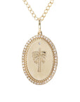 Zahava Medium "Date Palm" Pendant with Pave Diamond Border
