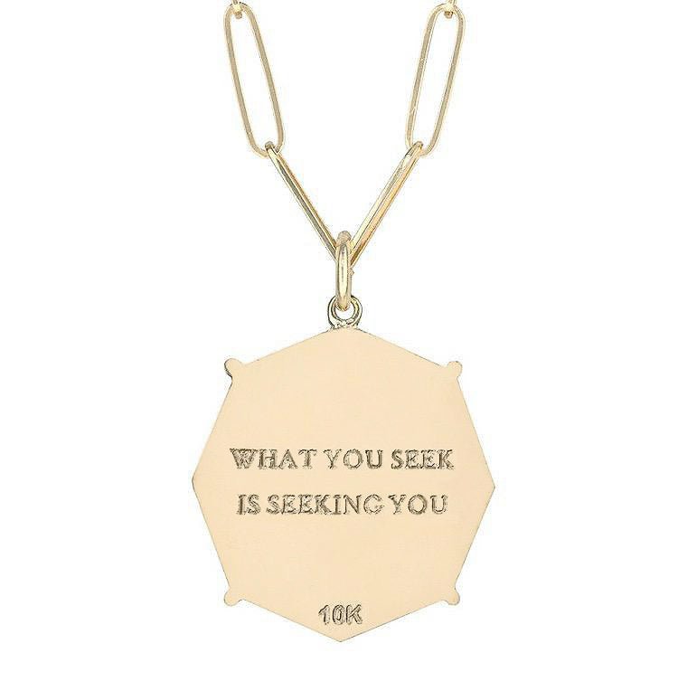 Zahava Octagon &quot;Seek&quot; Pendant with Center Pear and Pave Diamond Border