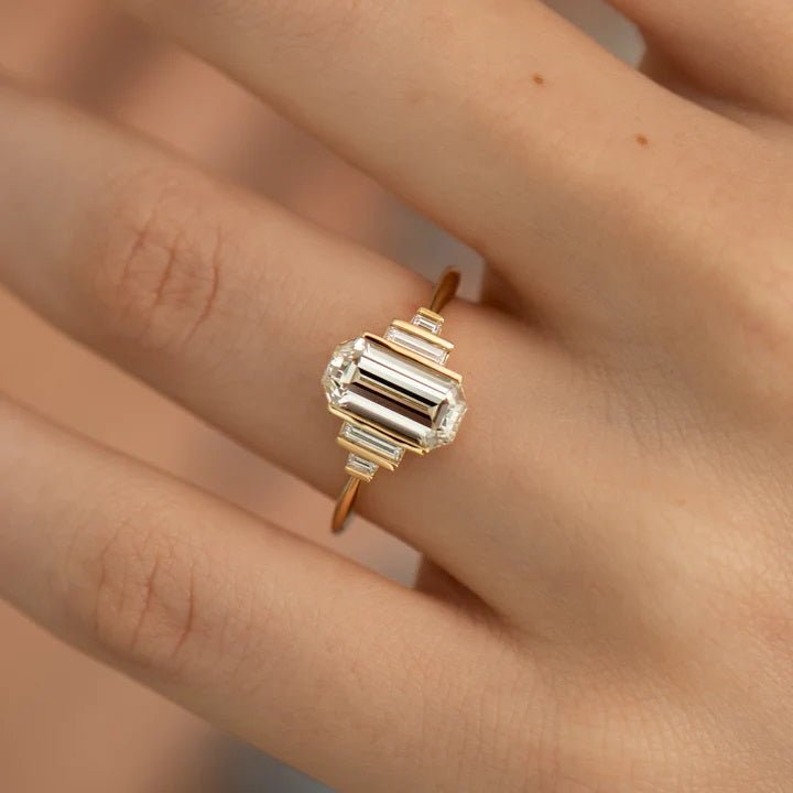 Artemer ORDER ONLY: 18K Gold Emerald-Cut Diamond Geometric Ring