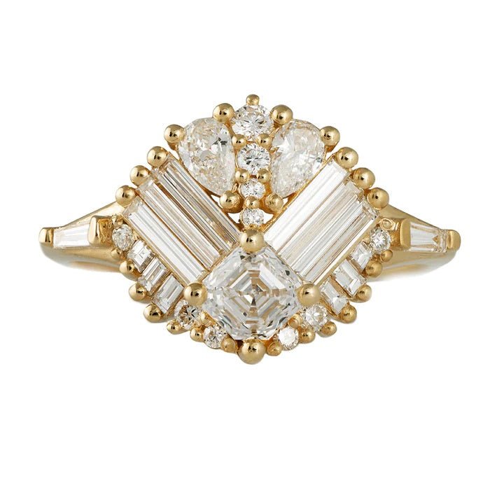 Artemer ORDER ONLY: 18K Gold &quot;Mirrored Cluster&quot; Ring with Multi-Shaped Diamonds