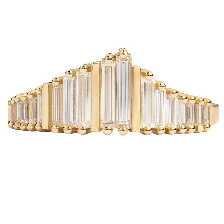 Artemer ORDER ONLY: 18K Gold Needle Baguette Diamond &quot;Tiara&quot; Ring