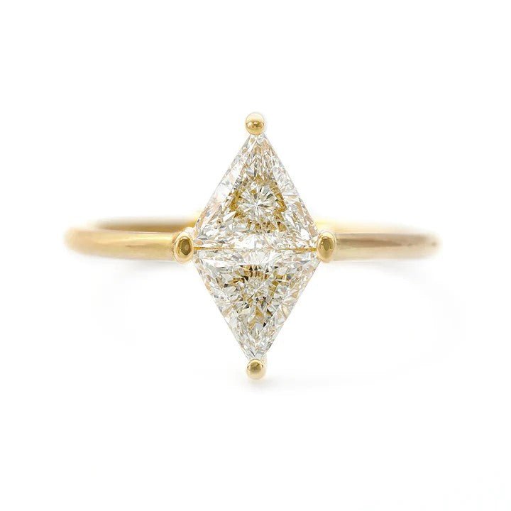 Artemer ORDER ONLY: 18K Gold Prong-Set &quot;Rhombus&quot; Double Triangular Diamond Ring