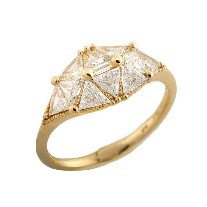 Artemer ORDER ONLY: 18K Gold &quot;Reflective Dome&quot; Triangle Diamond Ring
