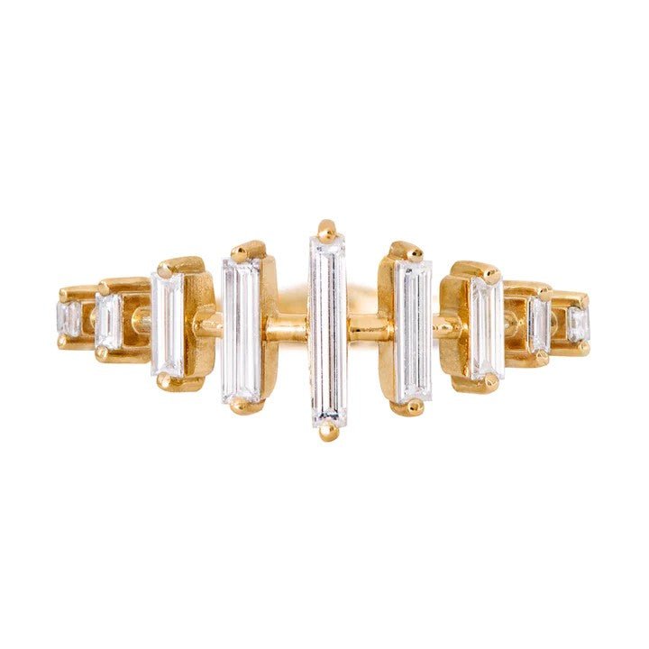 Artemer ORDER ONLY: 18K Gold Spaced Prong-Set Needle Baguette Diamond Ring