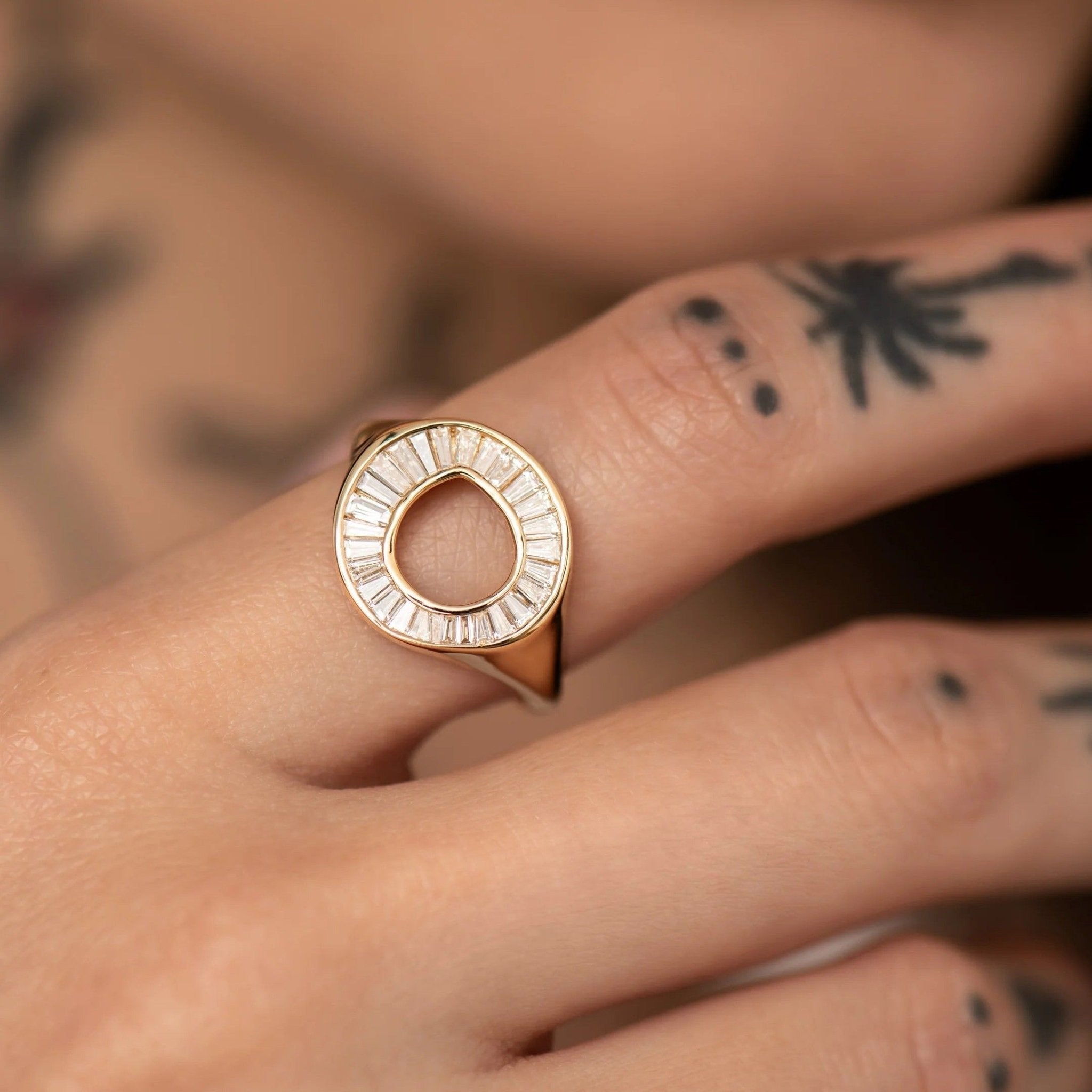 Artemer ORDER ONLY: 18K Gold Tapered Baguette Diamond &quot;Sphere&quot; Ring